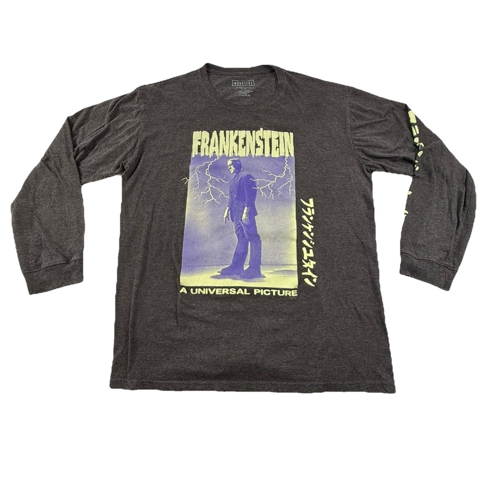 Universal Monsters Frankenstein Lightning Long Sleeve Shirt Men's XL Dark Gray